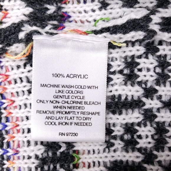 Signature Studio Gray Long Cardigan Sweater Colorful Tribal Pattern Women Large - Picture 10 of 10